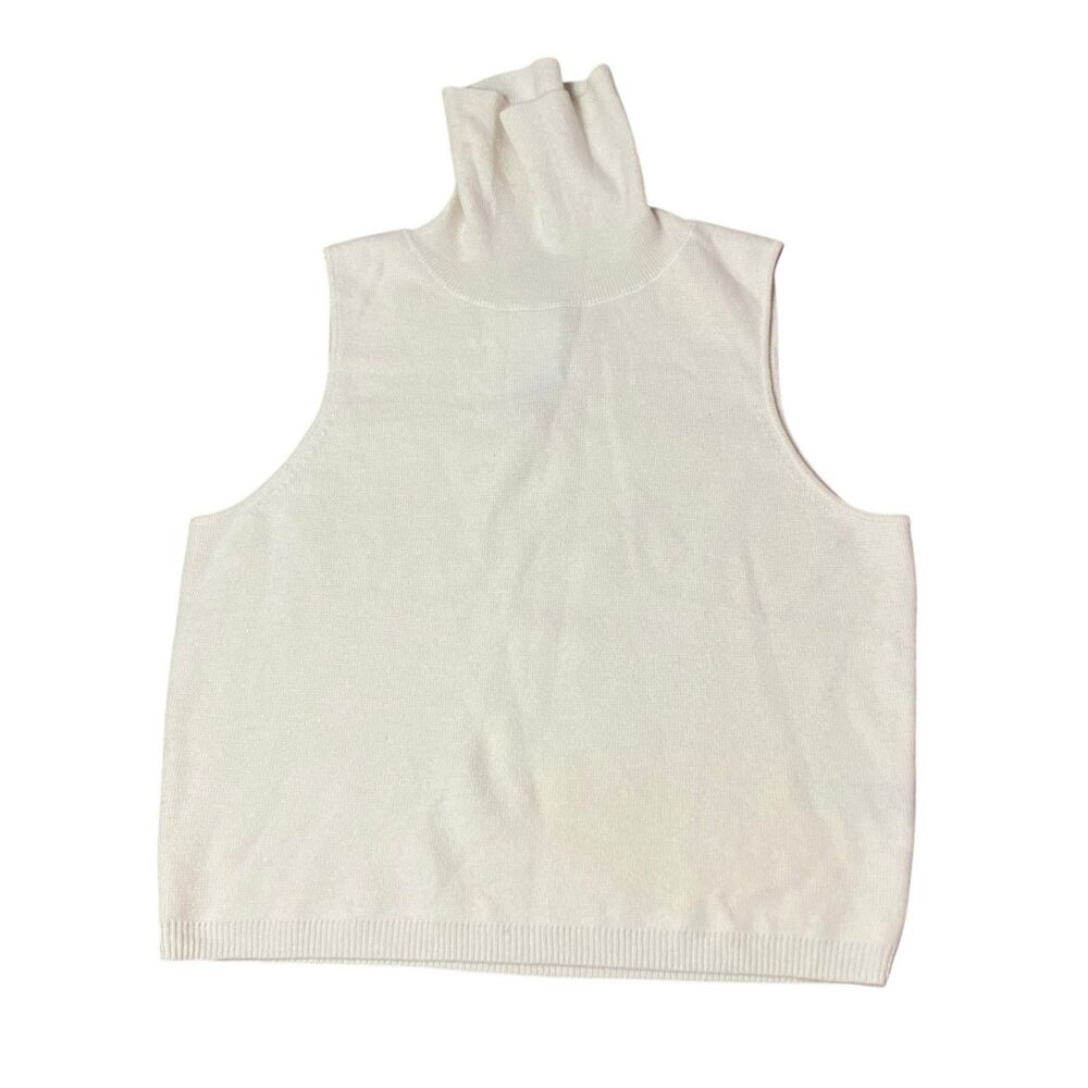 J Crew Cashmere Mockneck Sweater Shell Womens M Ivory Sleeveless Luxury‎ BS973 - Picture 9 of 11